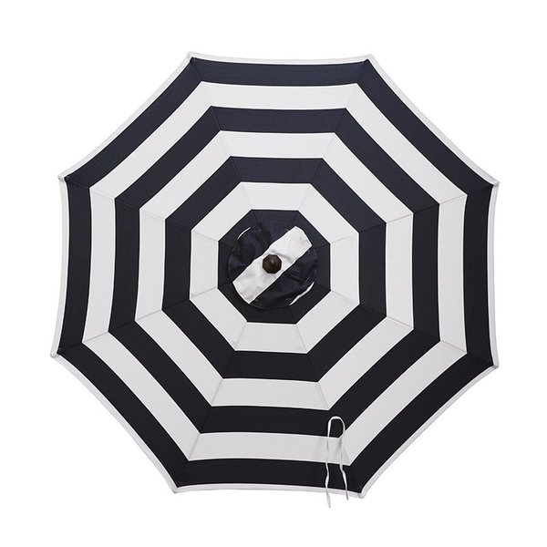 Living Accents 9 ft. Tiltable Navy White Stripe Market Umbrella UMA908G31OBD803